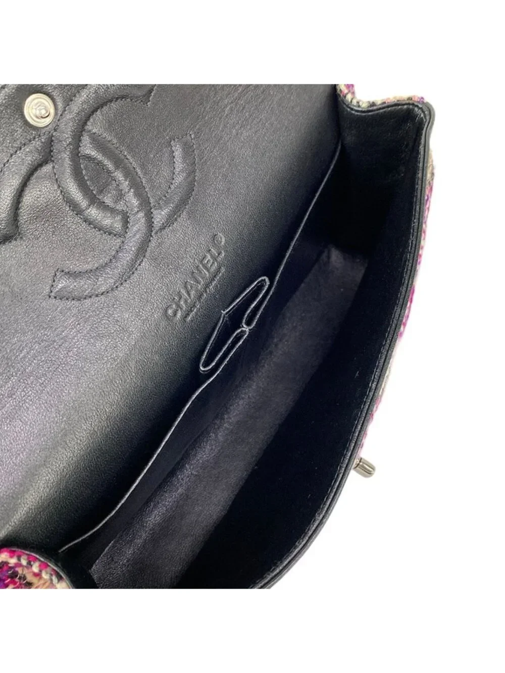 Chanel Shoulder Bag Double Flap Quilted Light Pink Purple Multi Lambskin